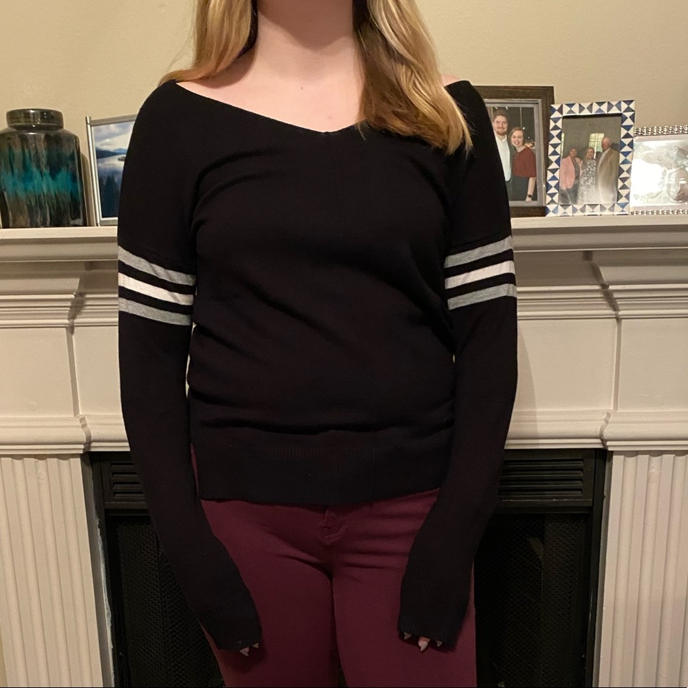 Black Oversized Off the Shoulder Sweater